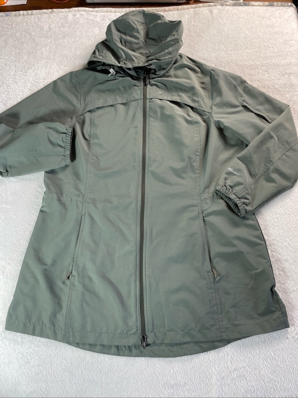 Eddie Bauer Women's Size 2 XL Green Hooded Jacket Rain Coat